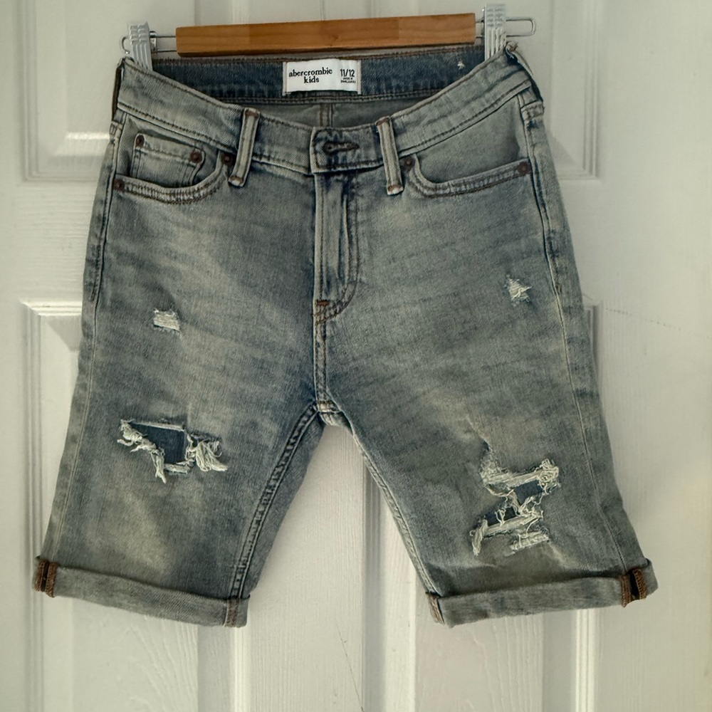 Abercrombie Kids Light Blue Distressed Jean Shorts